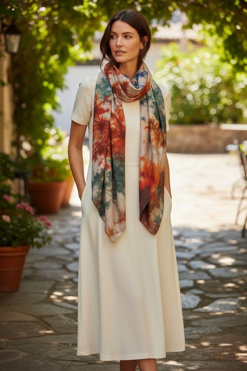 Vibrant Silk Satin Scarf: Shimmering Elegance with Rich Colour