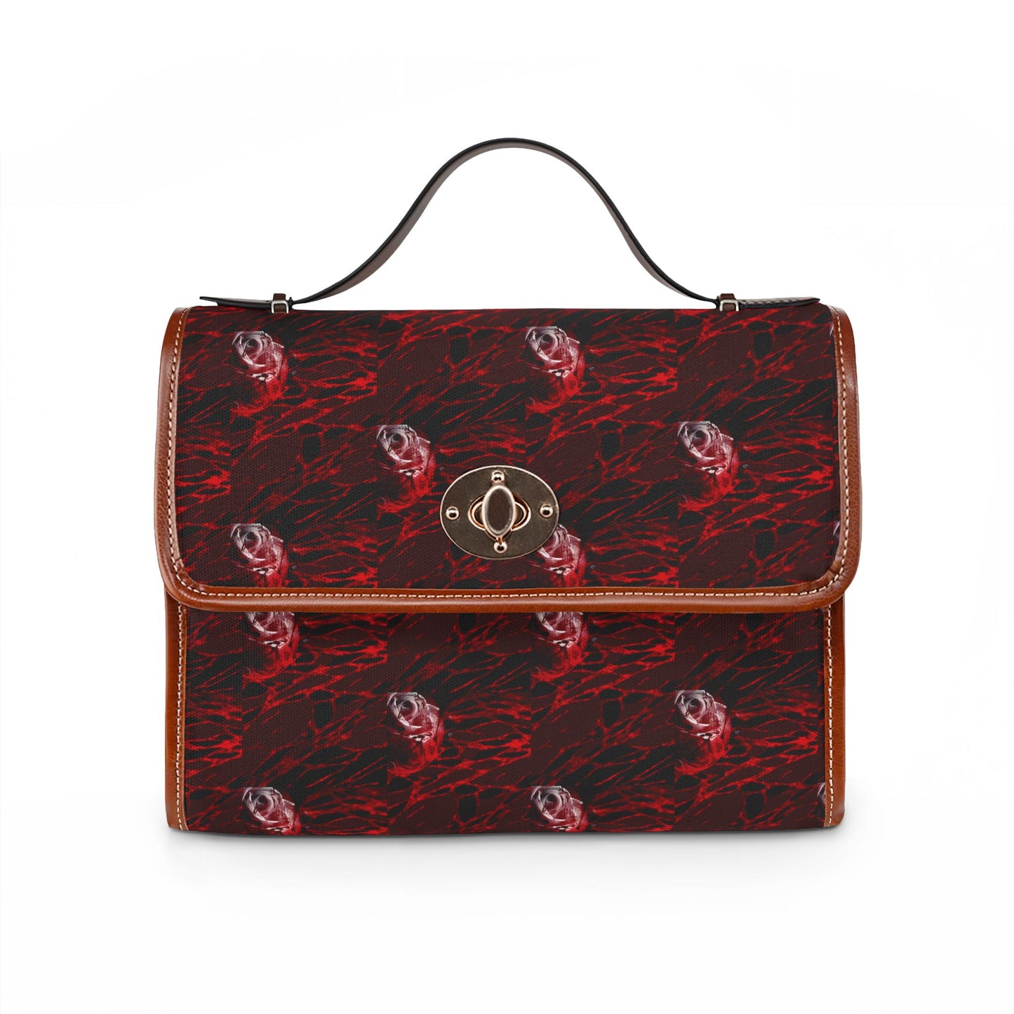 Waterproof Canvas Bag — Gothic Red Smoke Pattern Satchel