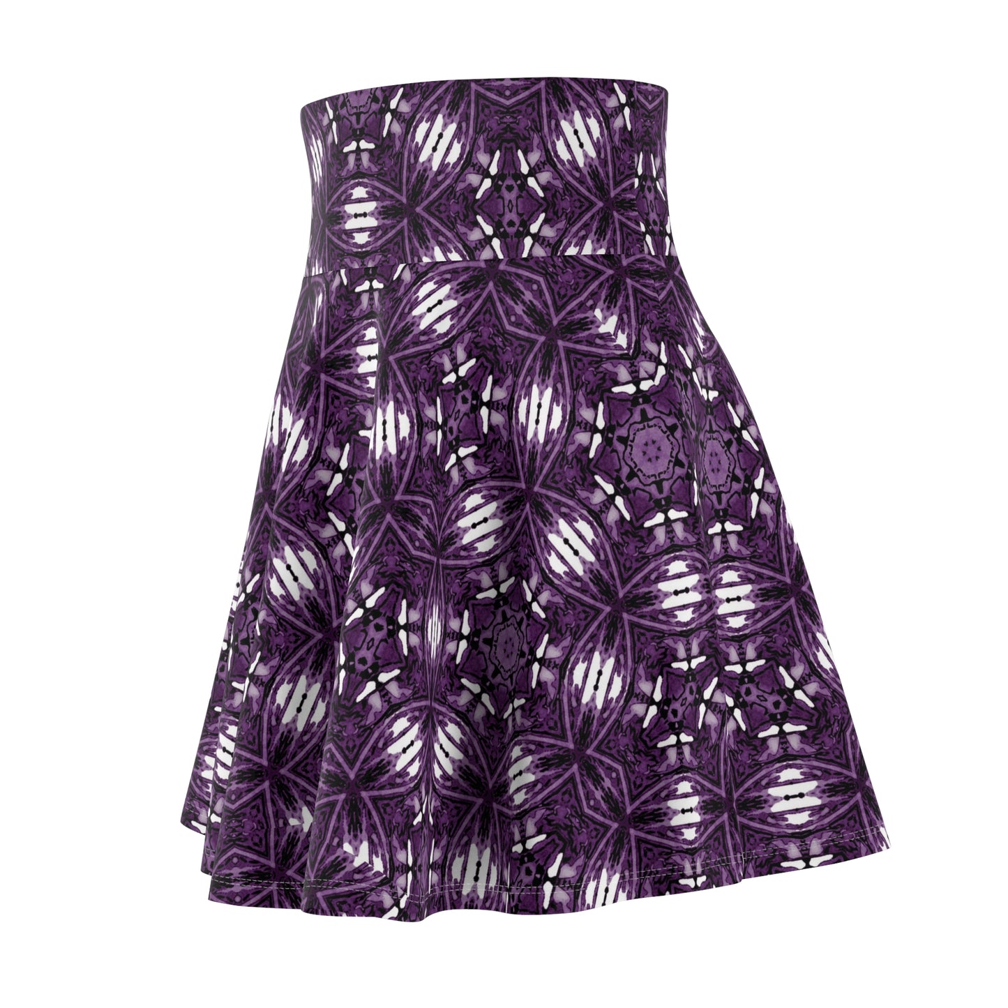 Purple Kaleidoscope Skater Skirt — Abstract Mandala Print