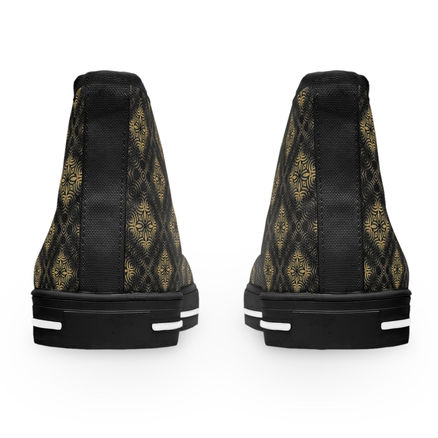 Black and Gold Women's High Top Sneakers, Trendy Boy Shoes, Comfy Shoes for Women, Stylish High Tops, Fashionable Sneakers