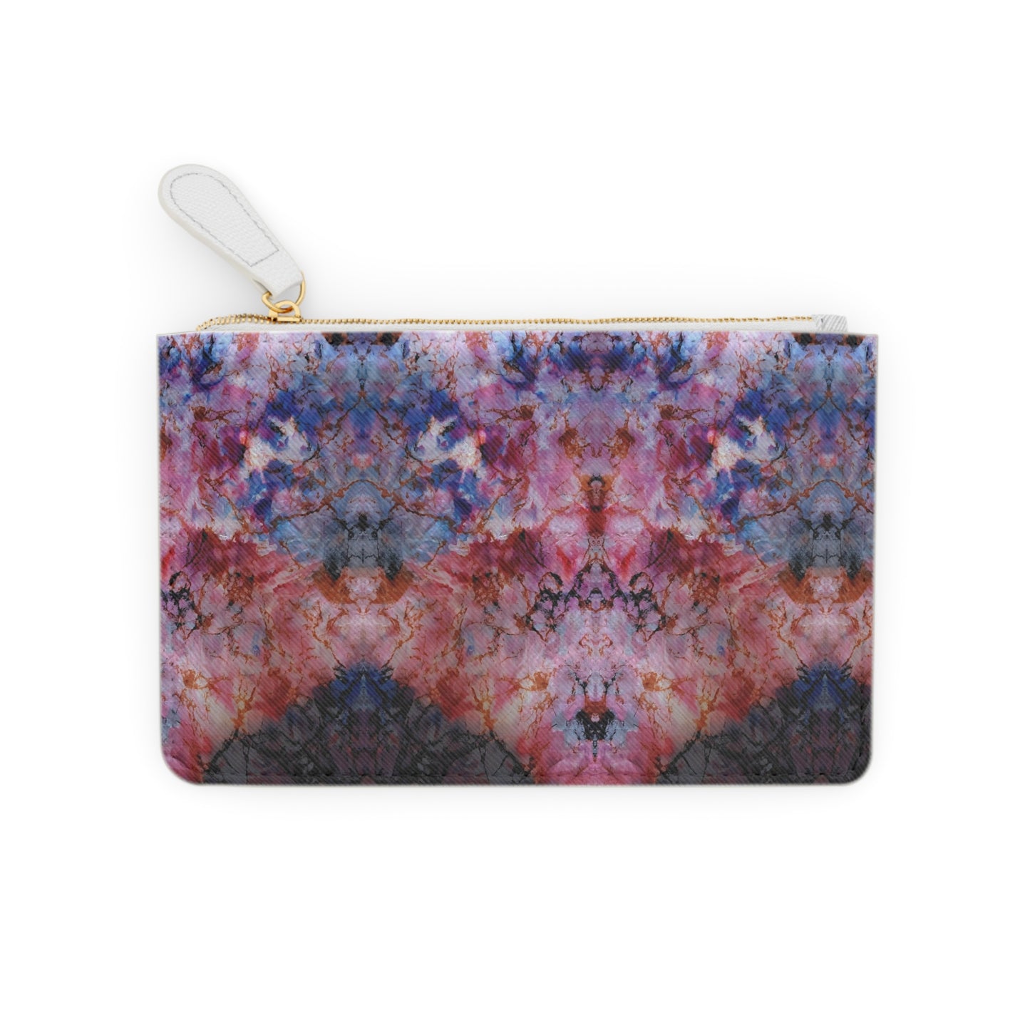 Abstract Watercolor Mini Clutch Bag — Pink & Blue Tie-Dye Wristlet