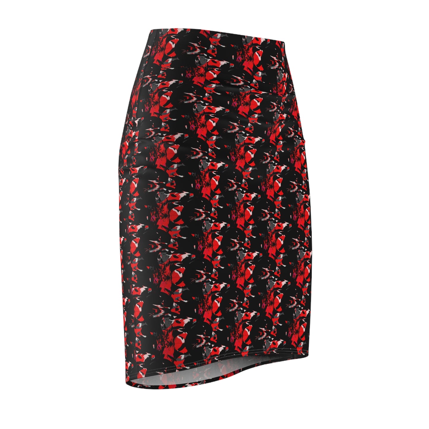 Stylish Women's Pencil Skirt | Chic Red Abstract Design | Perfect for Work, Parties, Date Night, or Casual Wear, Fashionable Style, Bodycon