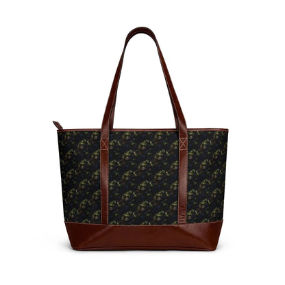 Vintage Botanical Tote Handbag — Dark Floral Pattern Shoulder Bag