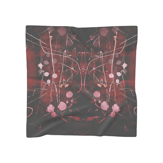 Abstract Rose-Red Silk Scarf — Floral Splatter Square Scarf