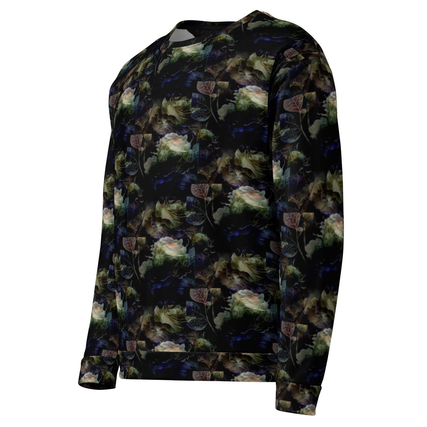 Chic Black Jumper with White Rose Floral Design