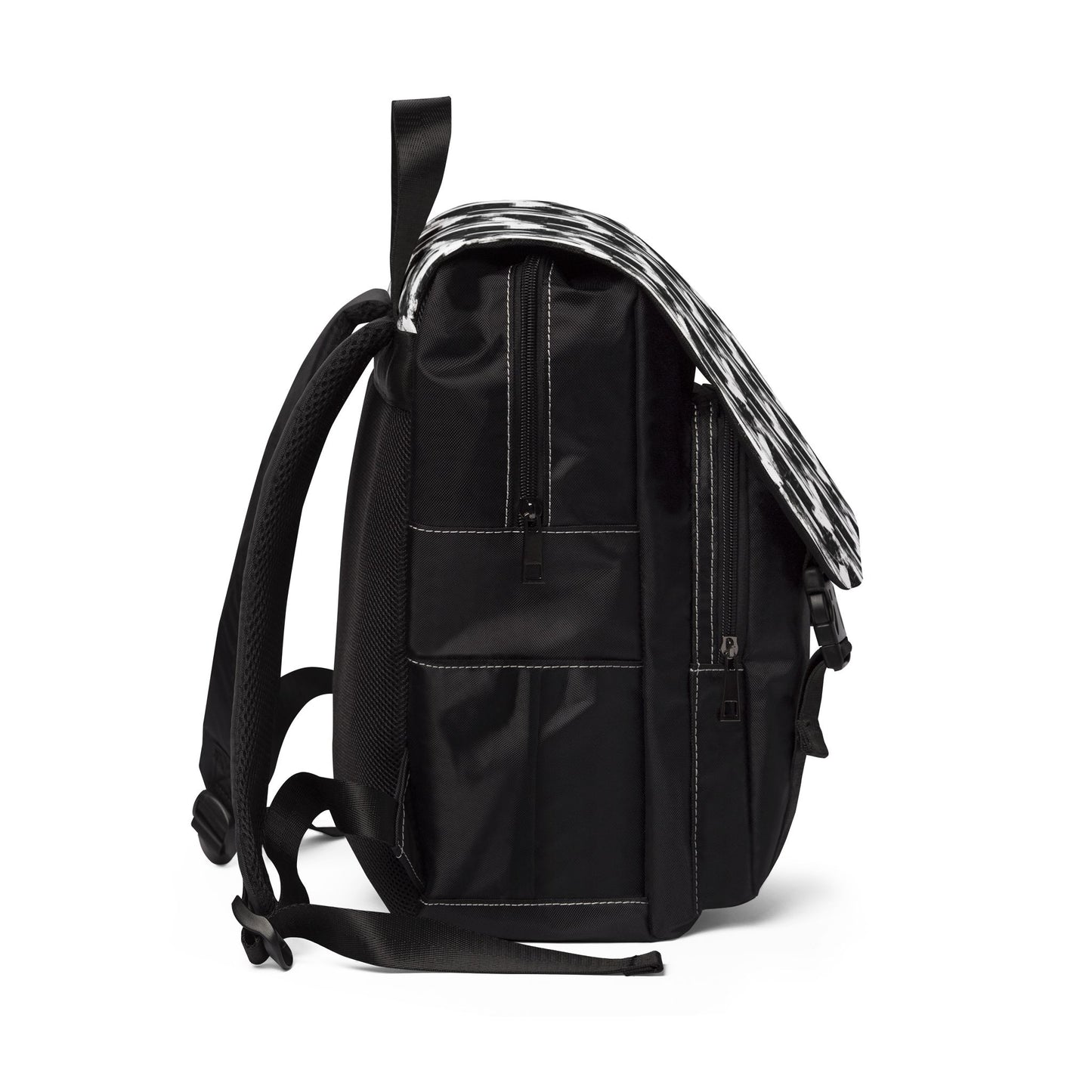Black & White Brushstroke Backpack - Casual Shoulder Backpack