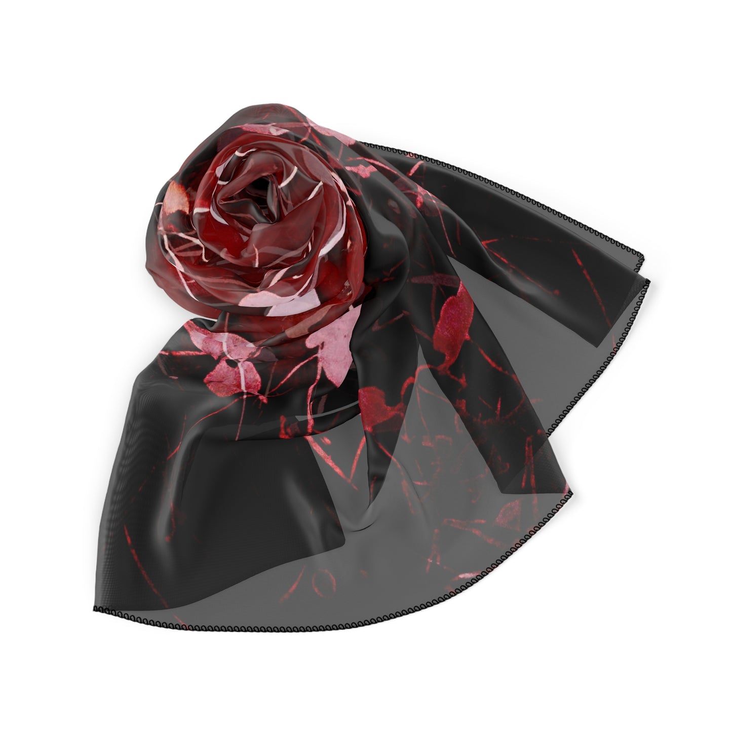 Abstract Rose-Red Silk Scarf — Floral Splatter Square Scarf