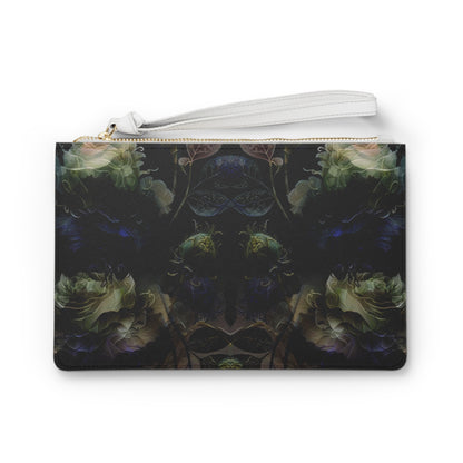Dark Floral Clutch — Moody Symmetrical Rose Wristlet