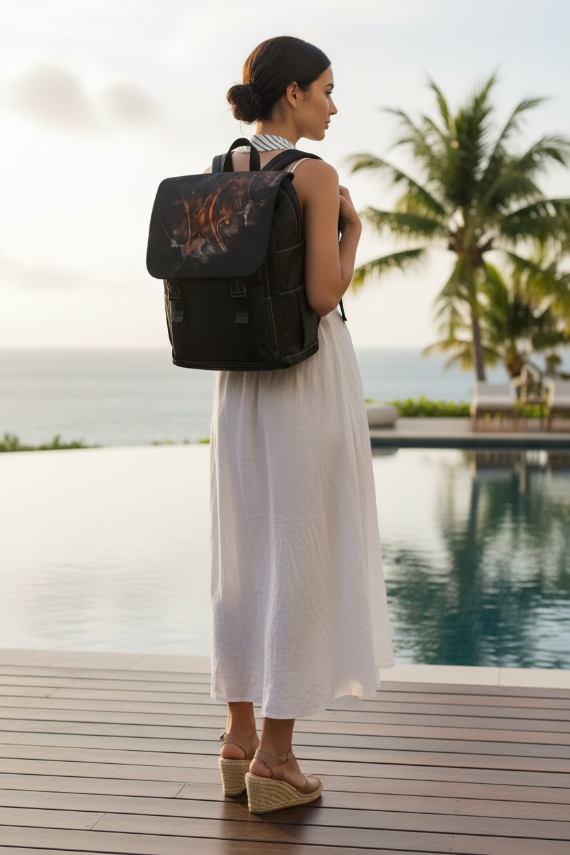 Abstract Galaxy Oxford Canvas Backpack: Unisex Flap-Top School Bag