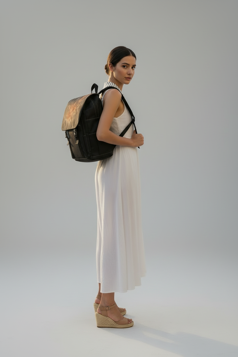 Abstract Galaxy Oxford Canvas Backpack: Unisex Flap-Top School Bag