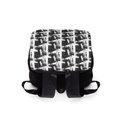 Black & White Brushstroke Backpack - Casual Shoulder Backpack