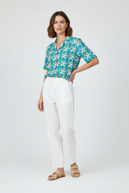 Tropical Blue Floral Hawaiian Shirt — Vacation Button-Down