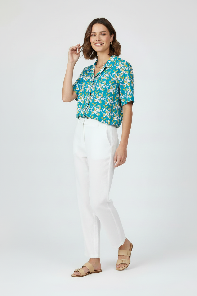 Tropical Blue Floral Hawaiian Shirt — Vacation Button-Down