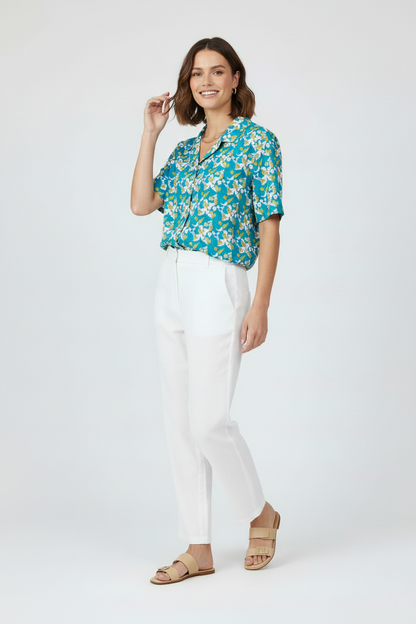 Tropical Blue Floral Hawaiian Shirt — Vacation Button-Down