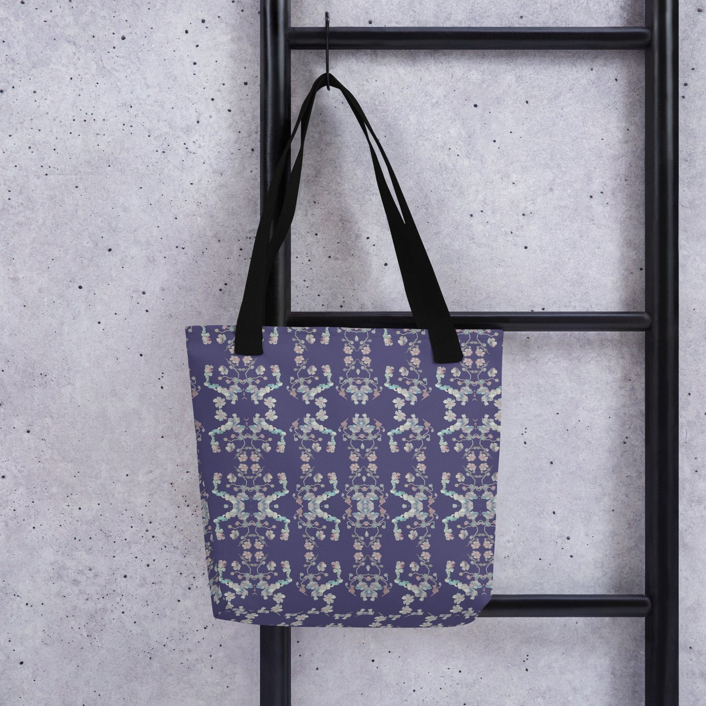 Violet Floral Tote Bag: Everyday Reusable Shopping Bag