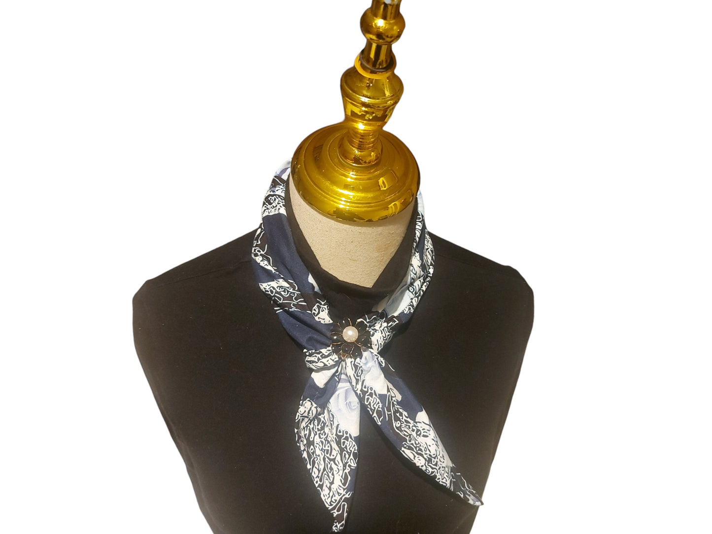Abstract Floral Bandana: Navy Rose Hair Scarf, Pocket Square