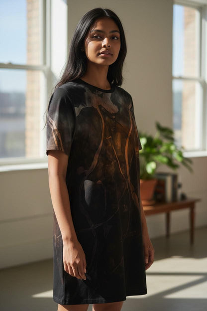Galaxy Shirt Dress: Bronze & Black Loungewear