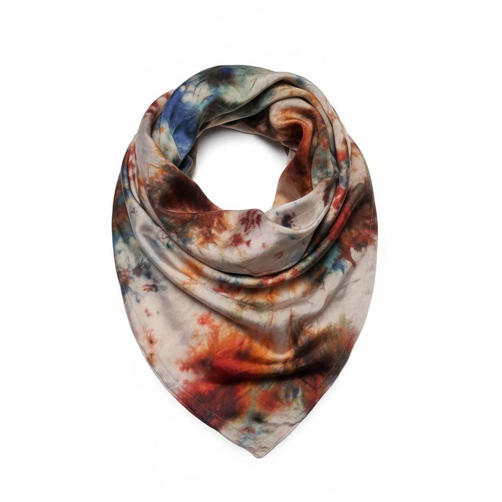 Vibrant Silk Satin Scarf: Shimmering Elegance with Rich Colour