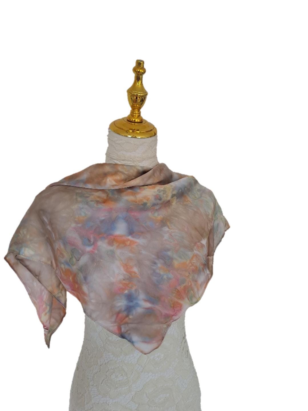 Hand-Painted Silk Scarf: Earthy Watercolor Wearable Art
