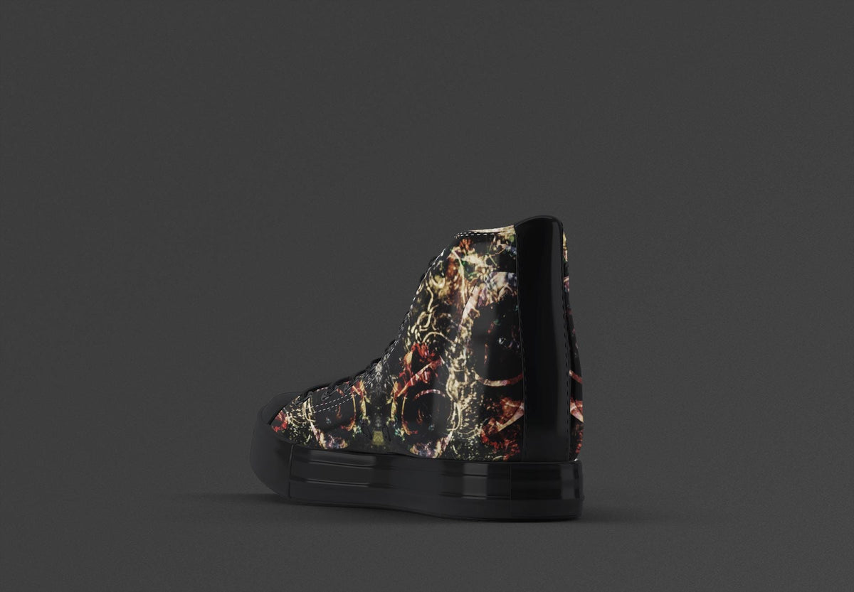 Men's Floral Canvas High Top Trainers: Avant-Garde Sneakers