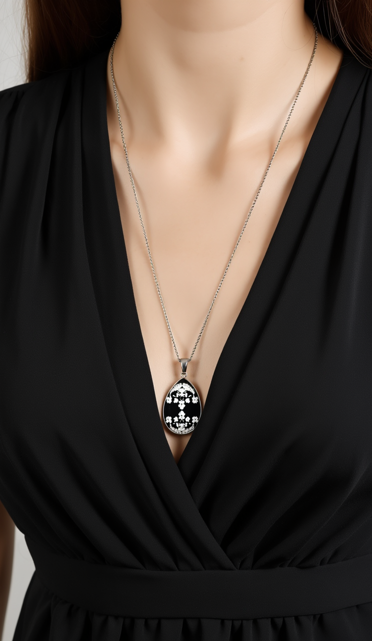 Vintage-Inspired Enamel and Crystal "Secret Garden" Necklace