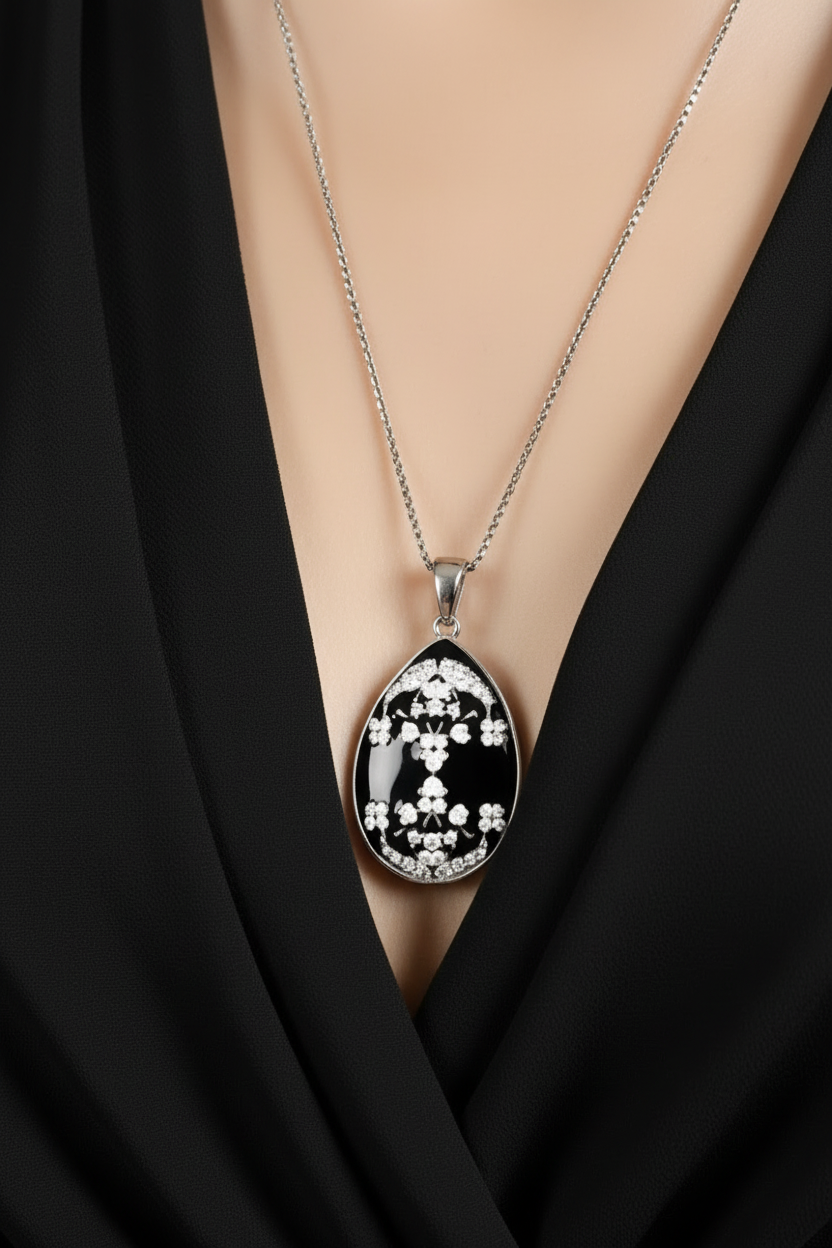 Vintage-Inspired Enamel and Crystal "Secret Garden" Necklace
