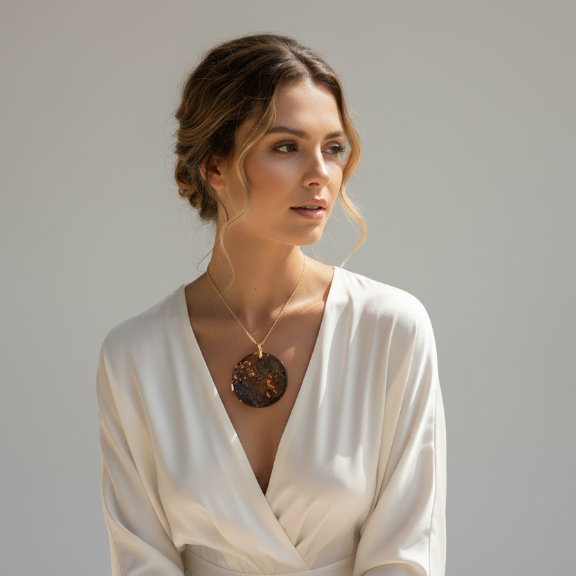 Golden Ember Stone Pendant Necklace