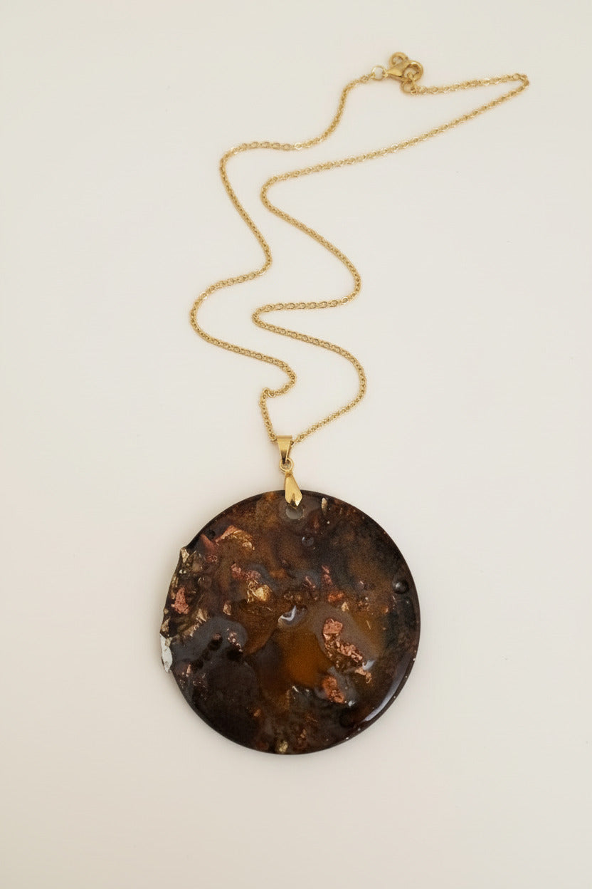 Golden Ember Stone Pendant Necklace