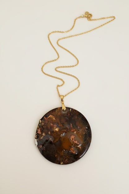 Golden Ember Stone Pendant Necklace