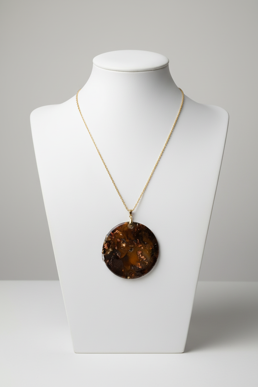 Golden Ember Stone Pendant Necklace
