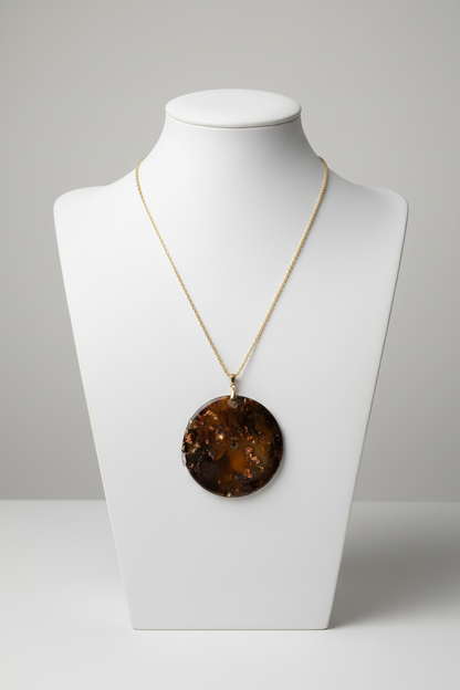 Golden Ember Stone Pendant Necklace