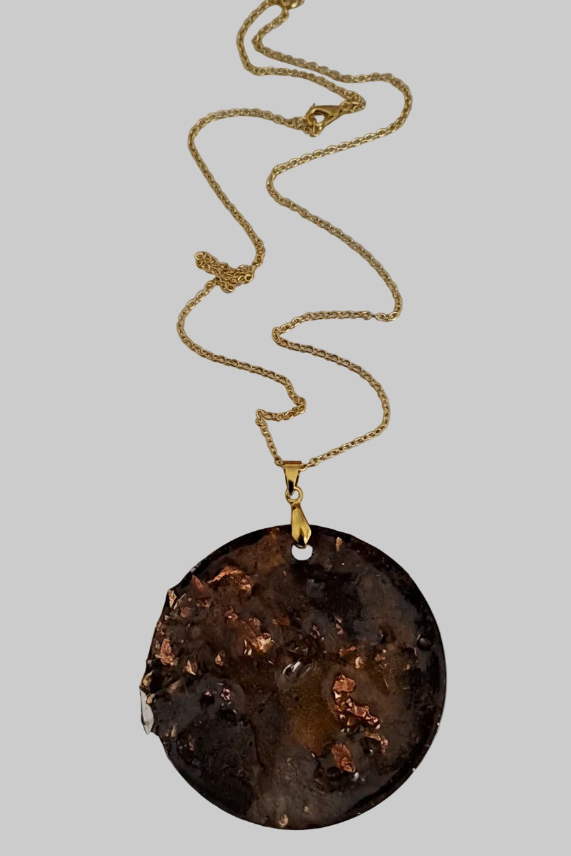 Golden Ember Stone Pendant Necklace