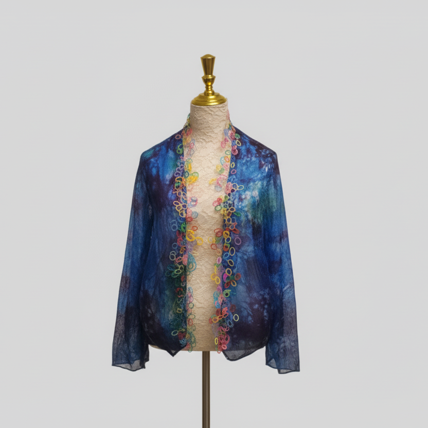 Rubberband Lace Blue & Purple Silk Scarf