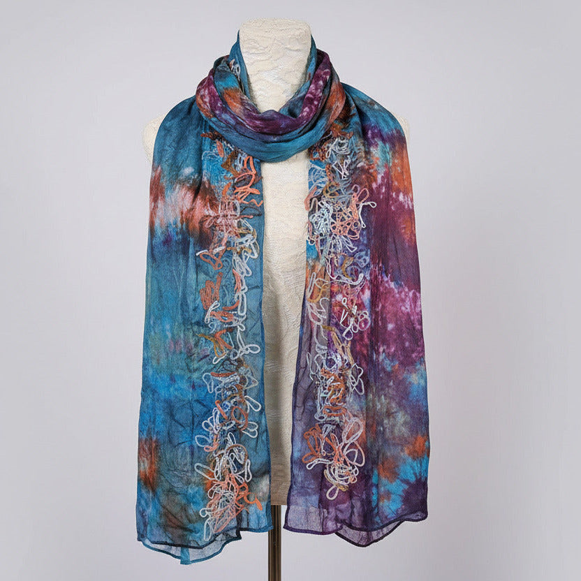 Boho Rainbow Dream Fringe Shawl