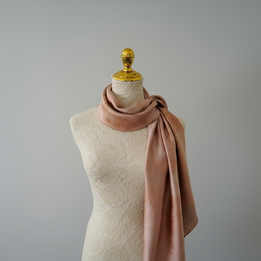 Marbled Blush Silk-Satin Square Scarf