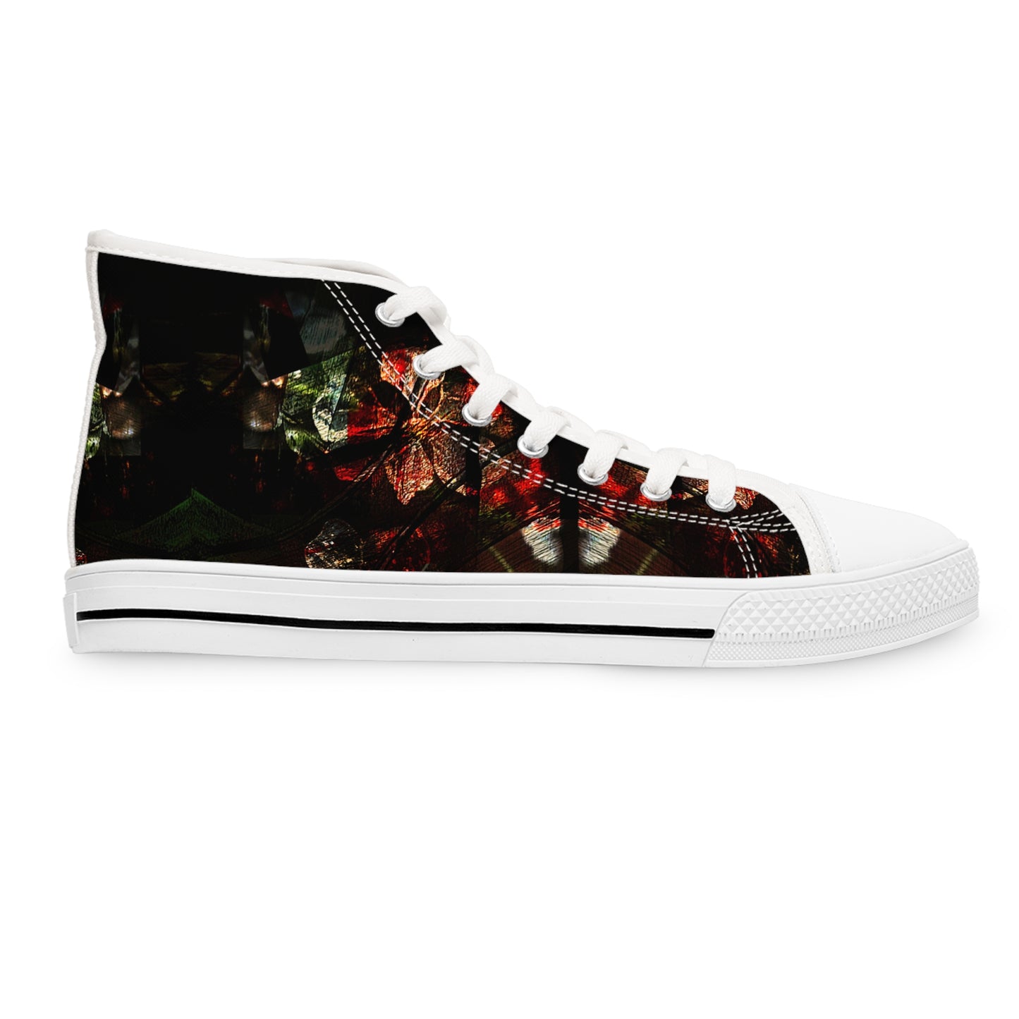 Women's High Top Sneakers — Dark Floral Grunge Print