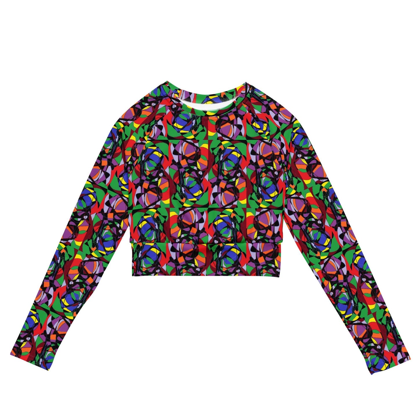 Boldly Abstract: Recycled Long-Sleeve Crop Top