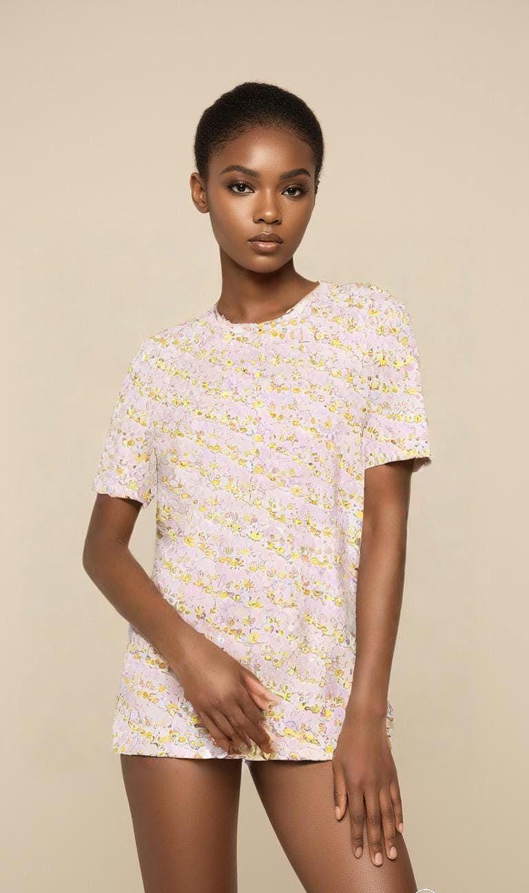 T-shirt dress, Light Peach Pink Elegant T-Dress- Abstract Print