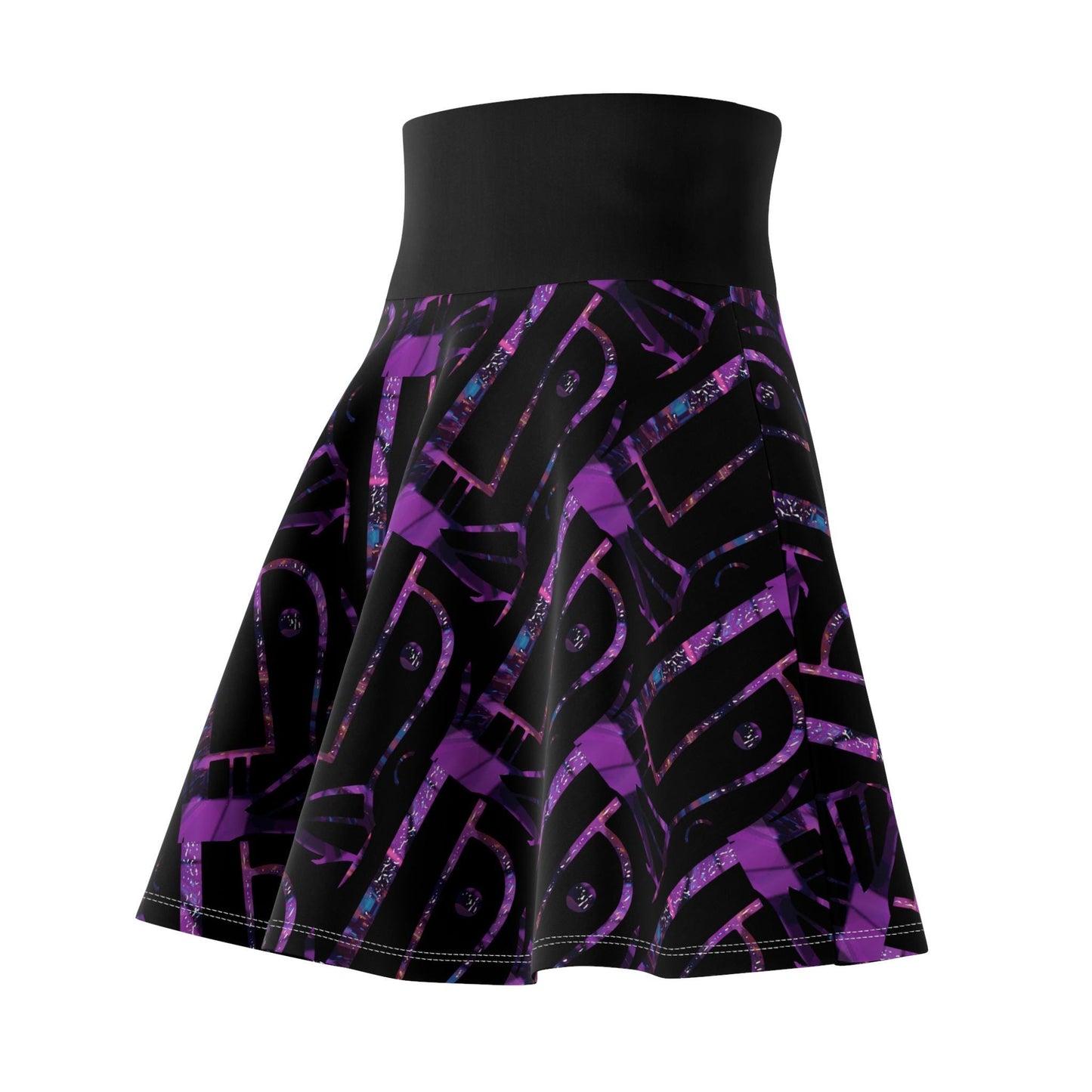 Purple Abstract Skater Skirt: Festival Boho Style