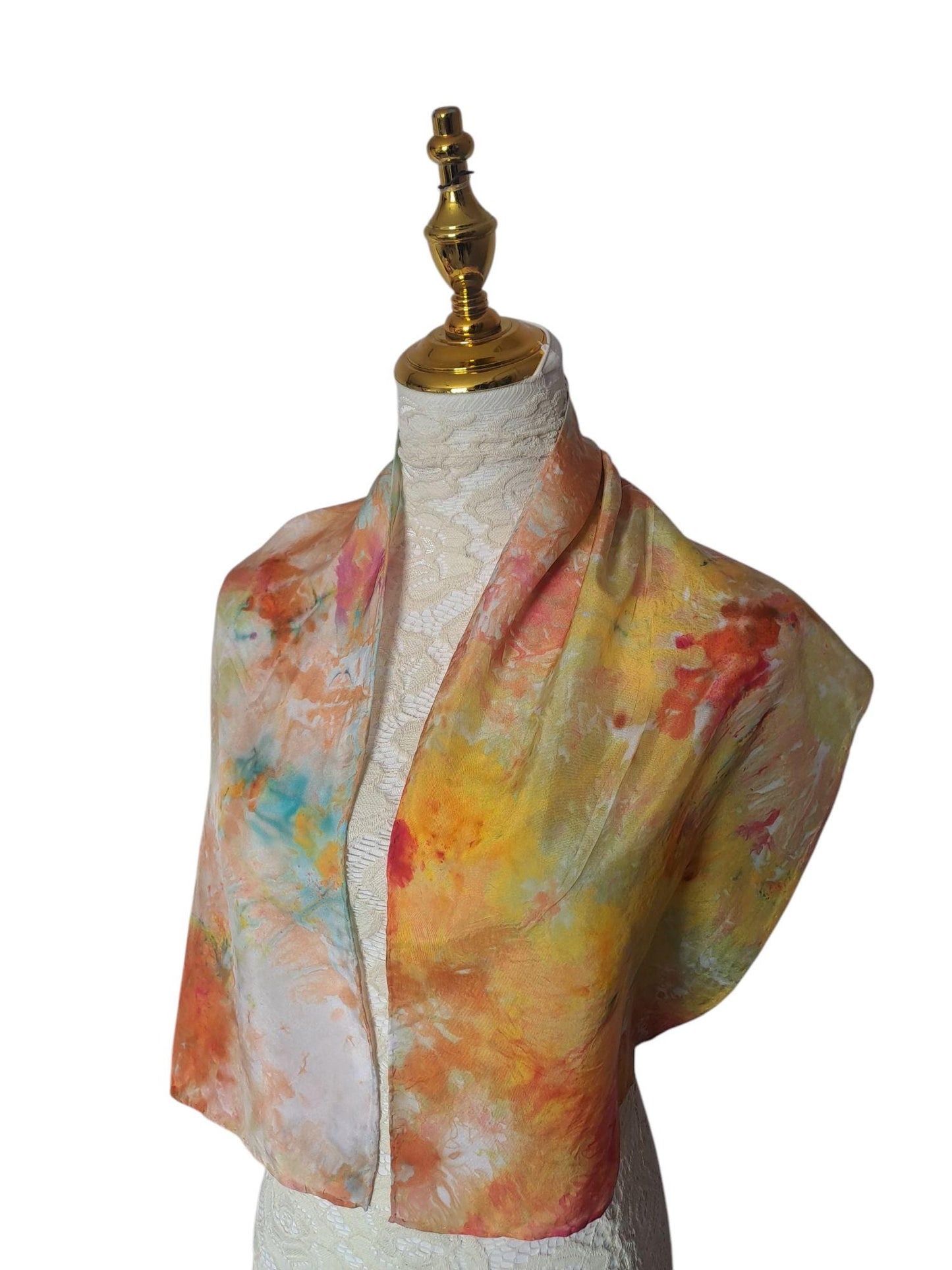 Ice-Dyed Silk Scarf: Handcrafted Watercolour Accessory