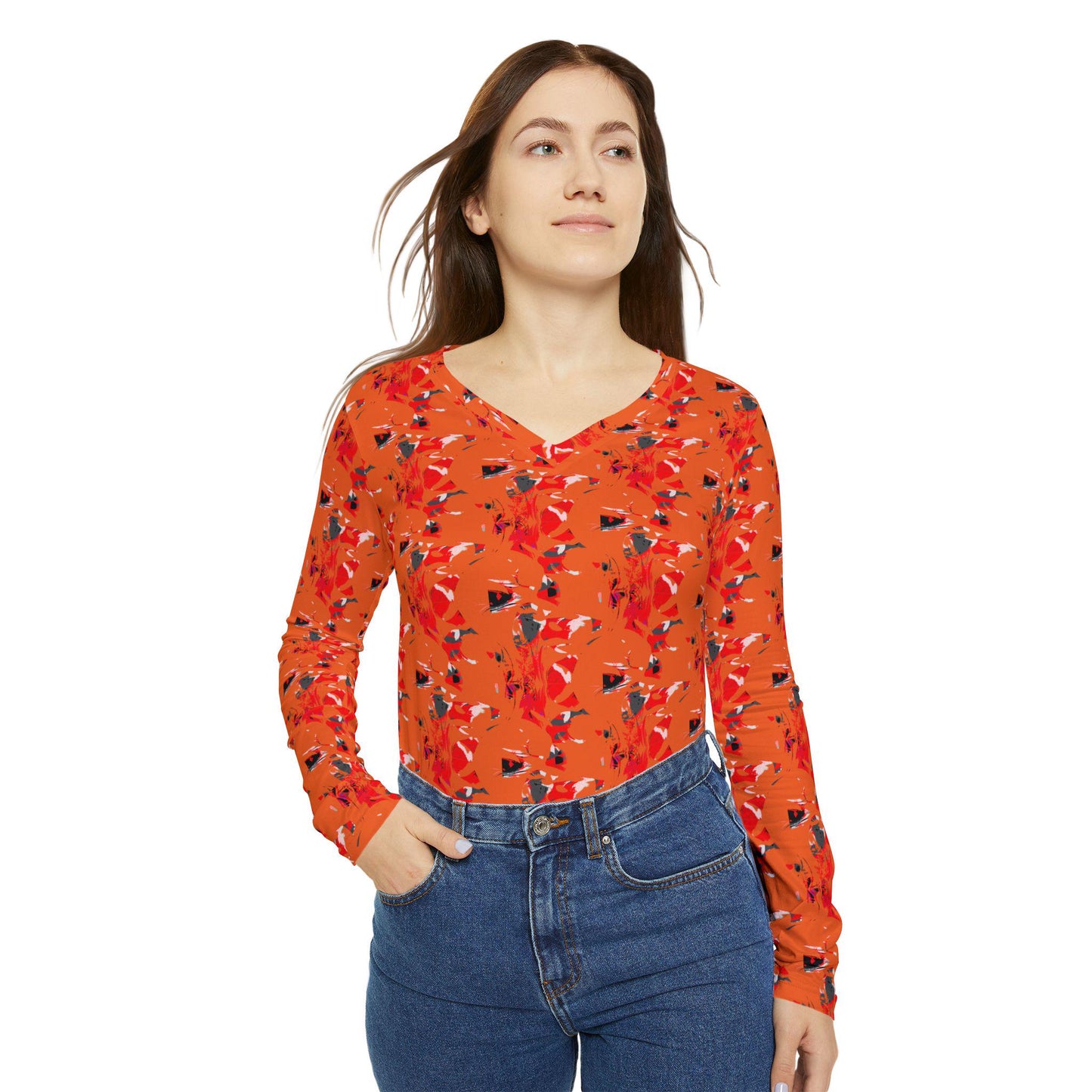 Abstract V-Neck Long Sleeve Shirt: Bohemian Women's Top