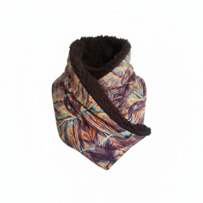 abstract  golden yellow winters scarf, elegant soft velvet scarf or snood. unisex gift for Christmas. luxurious velvet snood scarf
