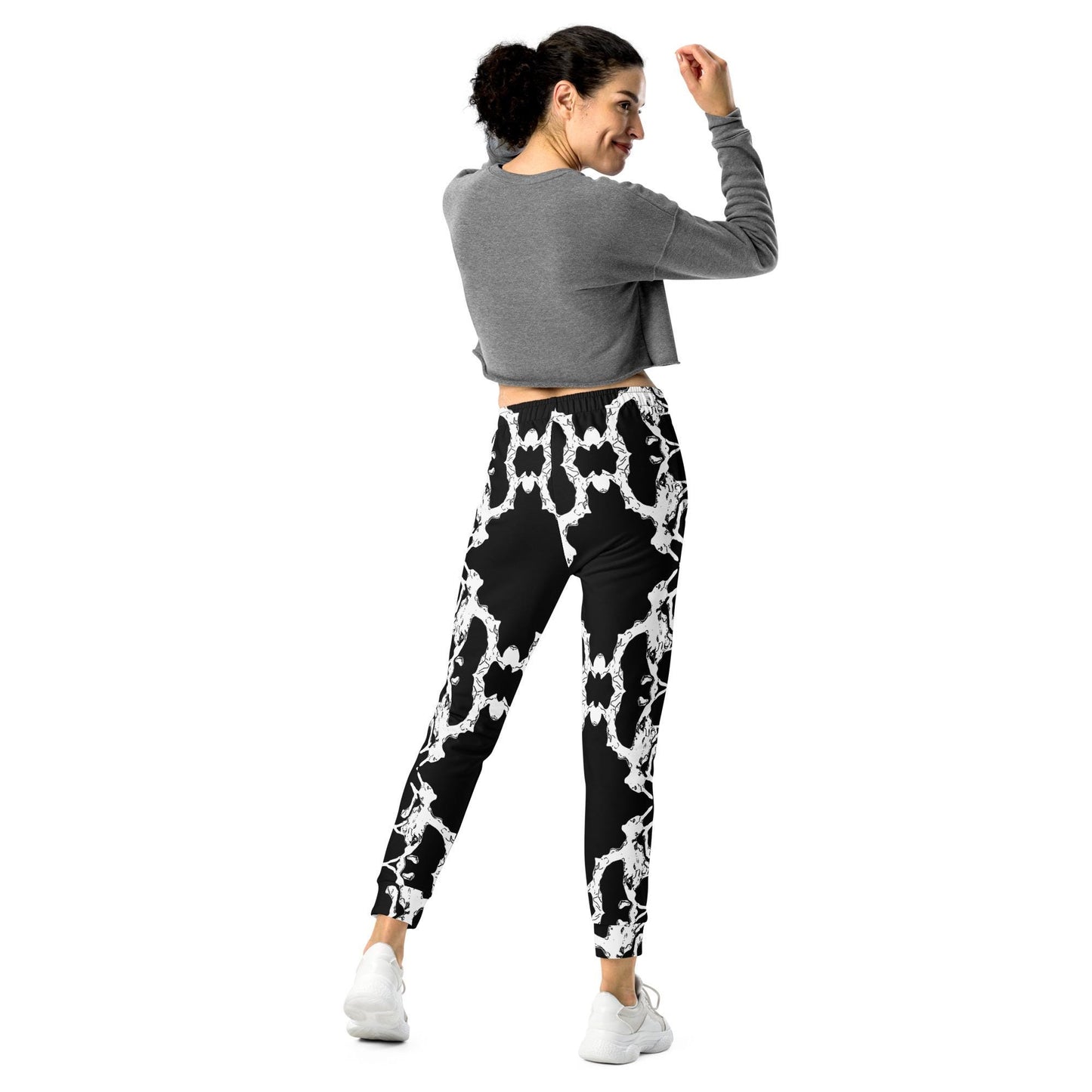 Abstract Print Joggers: Black & White Lounge Sweatpants