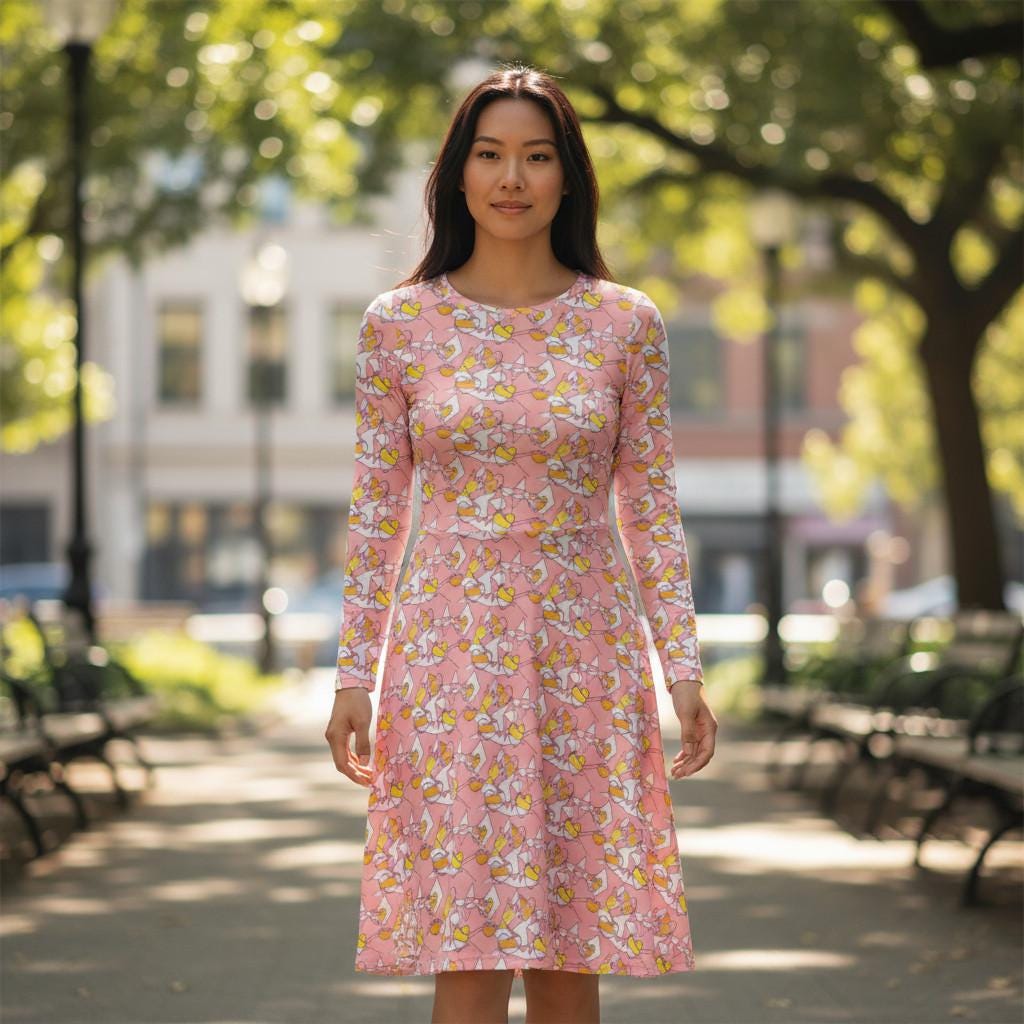 Pastel Pink Patterned Casual Dress
