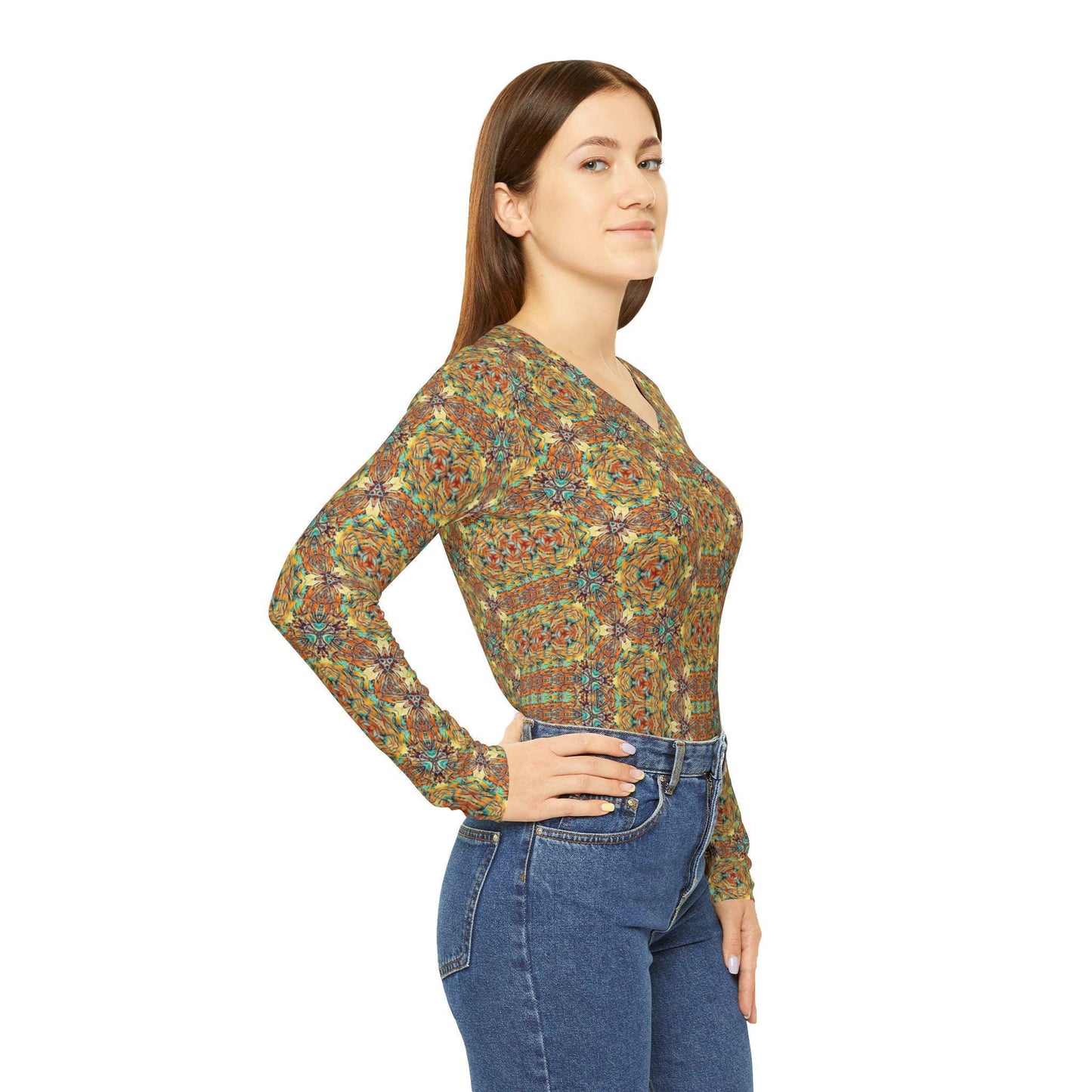 Bohemian V-Neck Long Sleeve Shirt: Colorful Fall Fashion