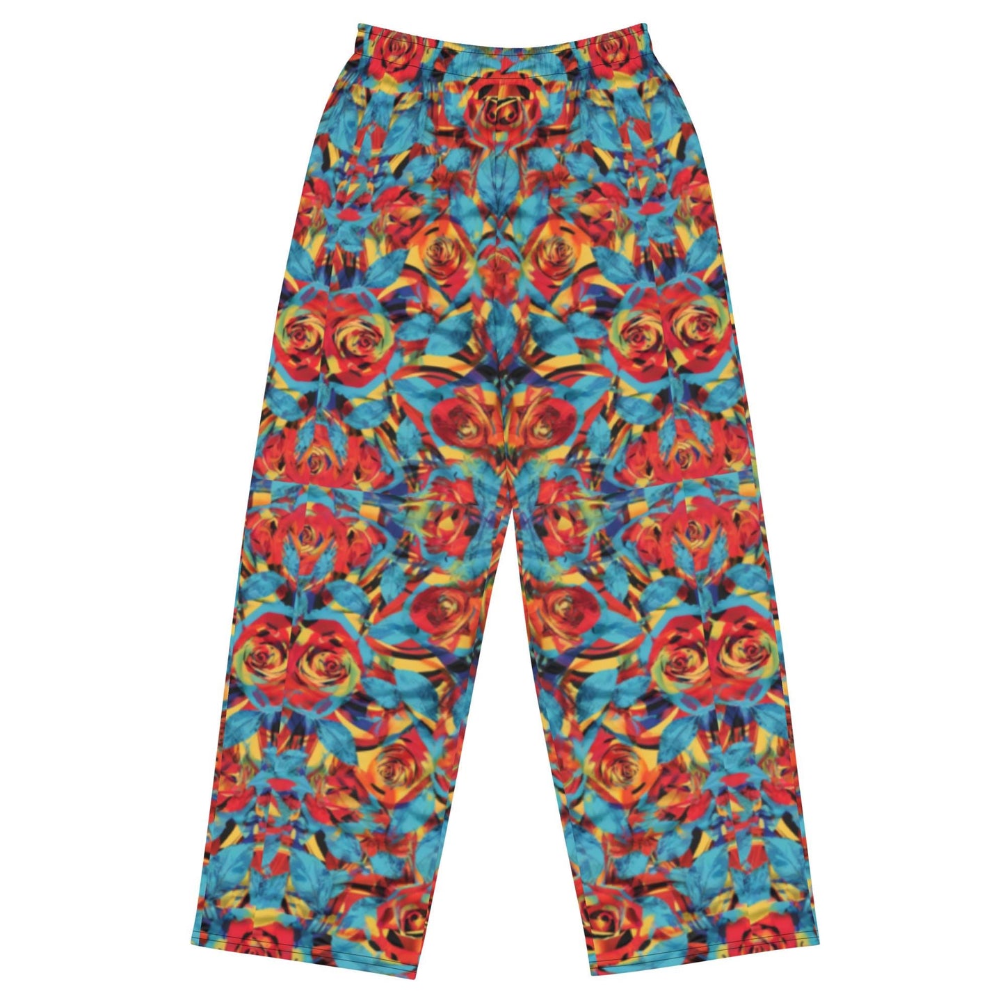 wide-leg pants Elegant Floral– Sophisticated and Stylish Ensemble elasticed waist wide legged trousers l