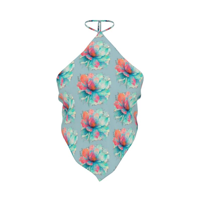 Floral Halter Bandana Top – Tropical Bloom Print