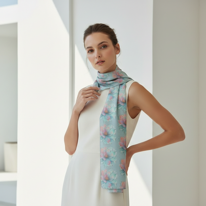 Scarf Wrap or Shawl Floral Baby Blue Scarf