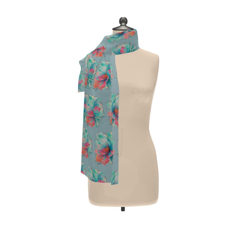Scarf Wrap or Shawl Floral Baby Blue Scarf