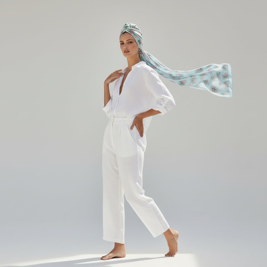 Tropical Bloom Versatile Sarong- Floral Baby Blue Scarf